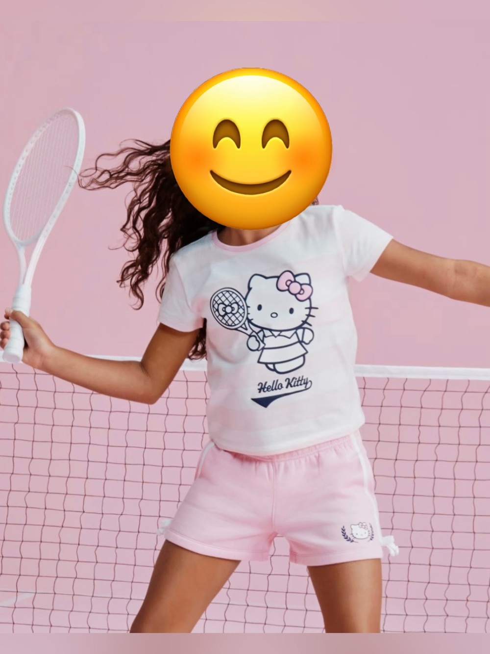 NWT:Hello Kitty®Girls Side Stripe Bow Fleece Shorts & Tee Set- Pink Sz:S 5/6.